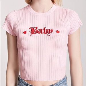 “Baby” embroidered crop top